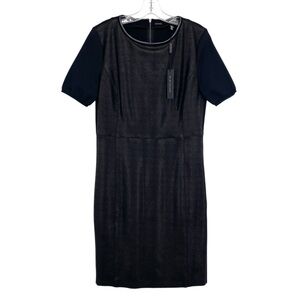 Elie Tahari Emily Black Leather Shift Dress New